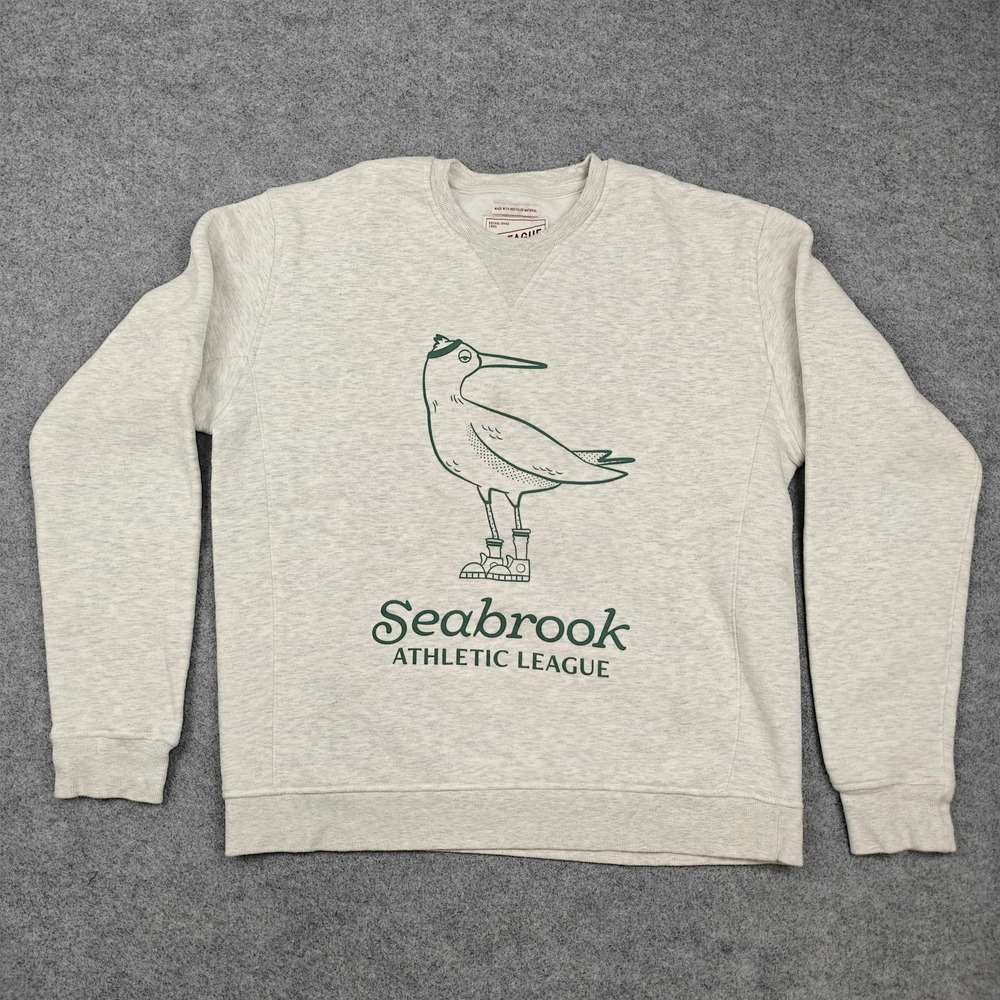 League 91 Sweatshirt Mens Medium Gray Seabrook Athletic League Bird Graphic